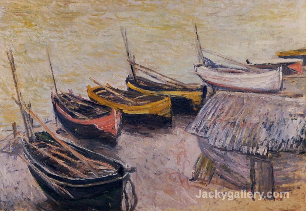 Boats on the Beach by Claude Monet paintings reproduction